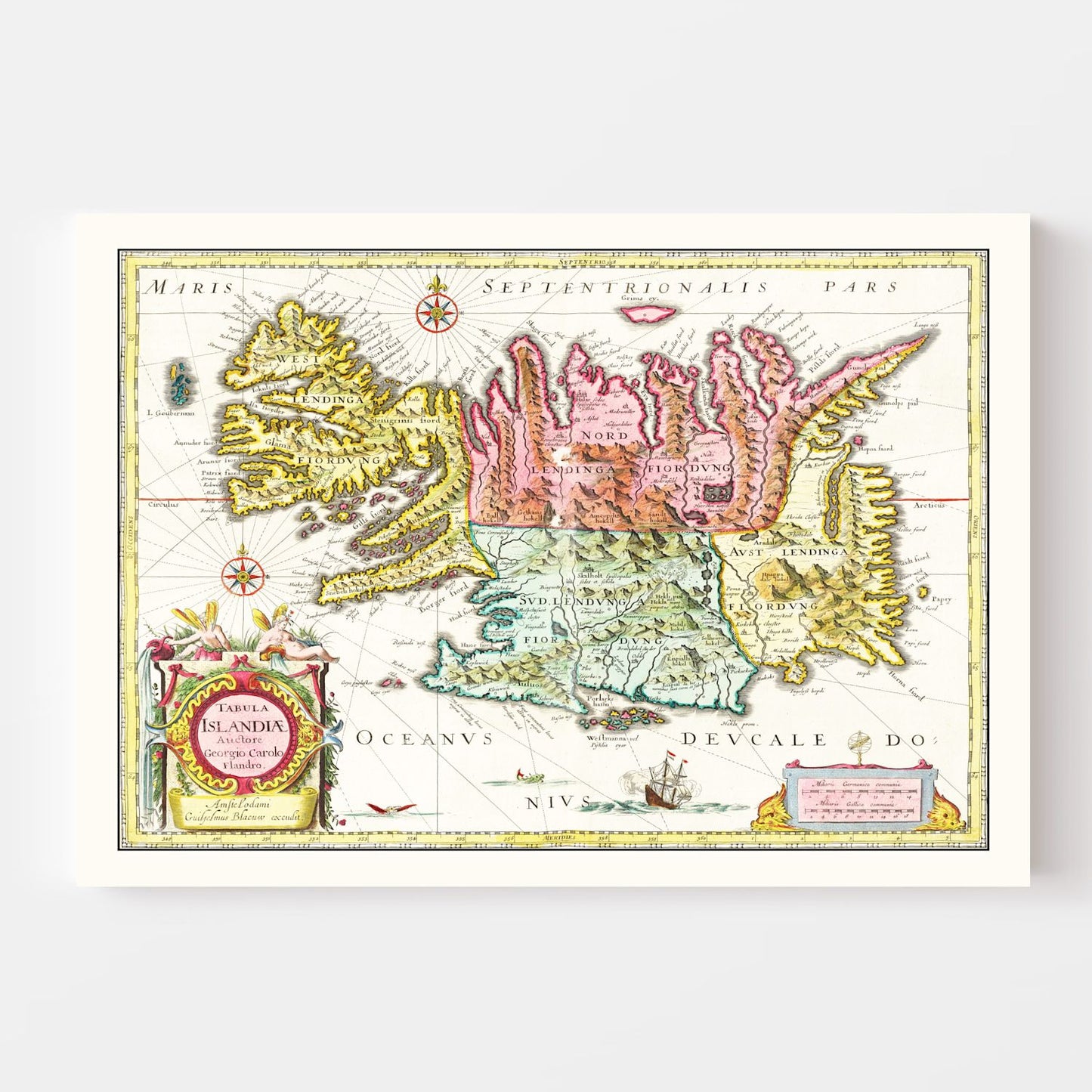 Vintage Map of Iceland, 1665