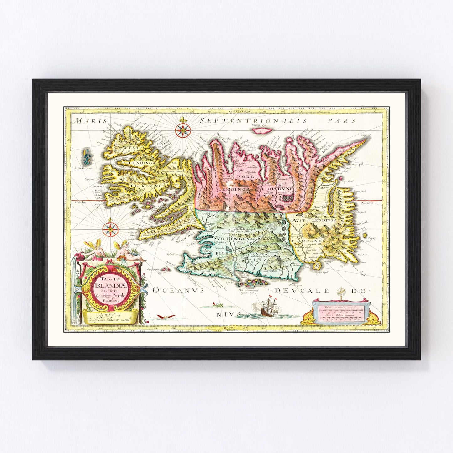 vintage map of Iceland, 1665