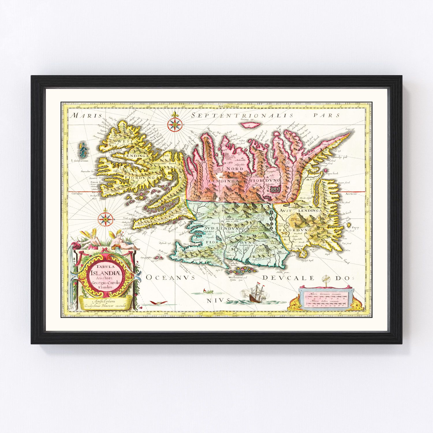 vintage map of Iceland, 1665