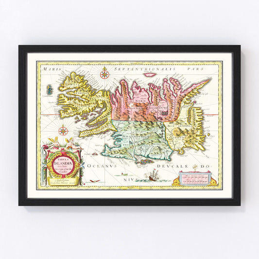 vintage map of Iceland, 1665