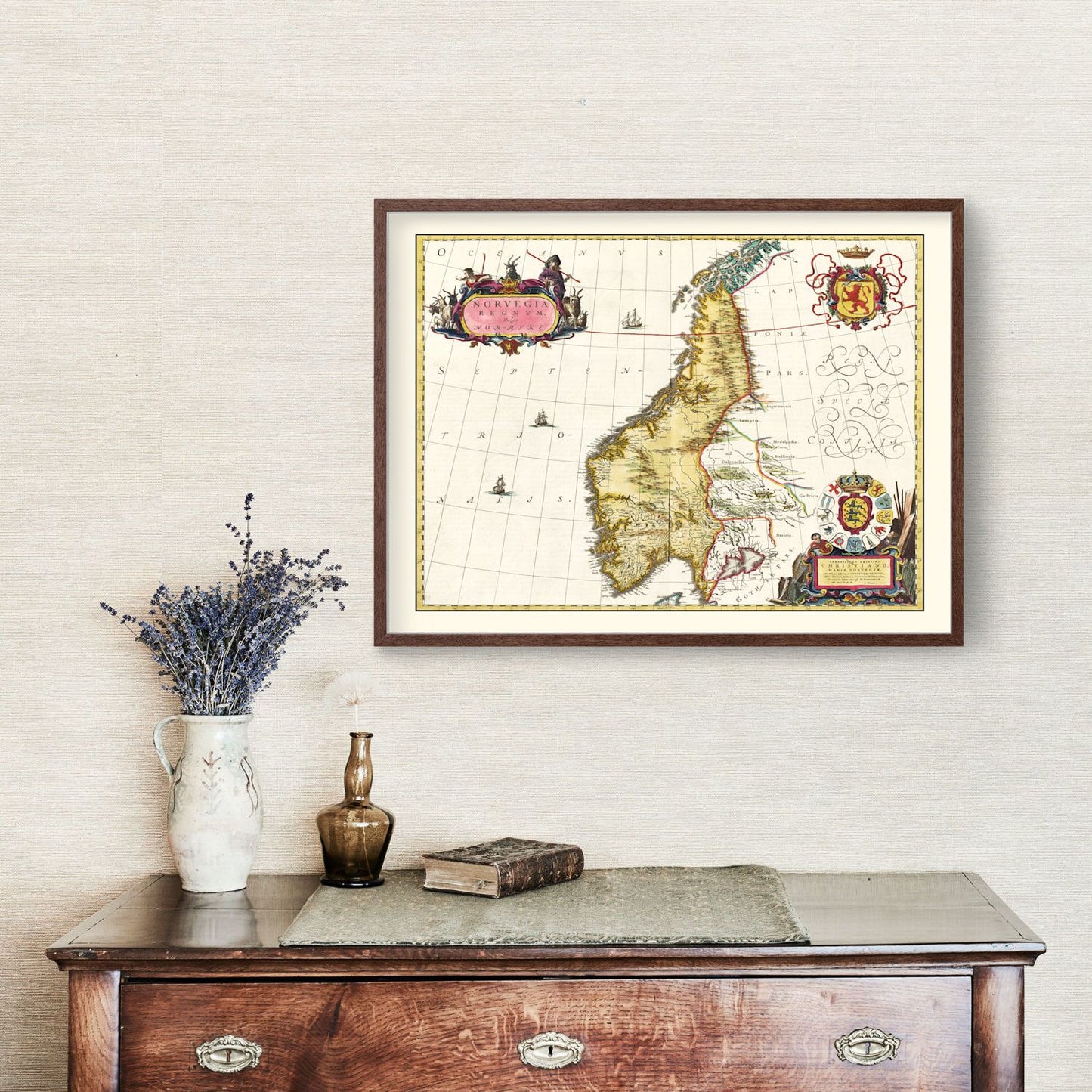 Vintage Map of Norway, 1665