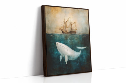 Whale Beneath the Tall Ship - Vintage Seascape Art