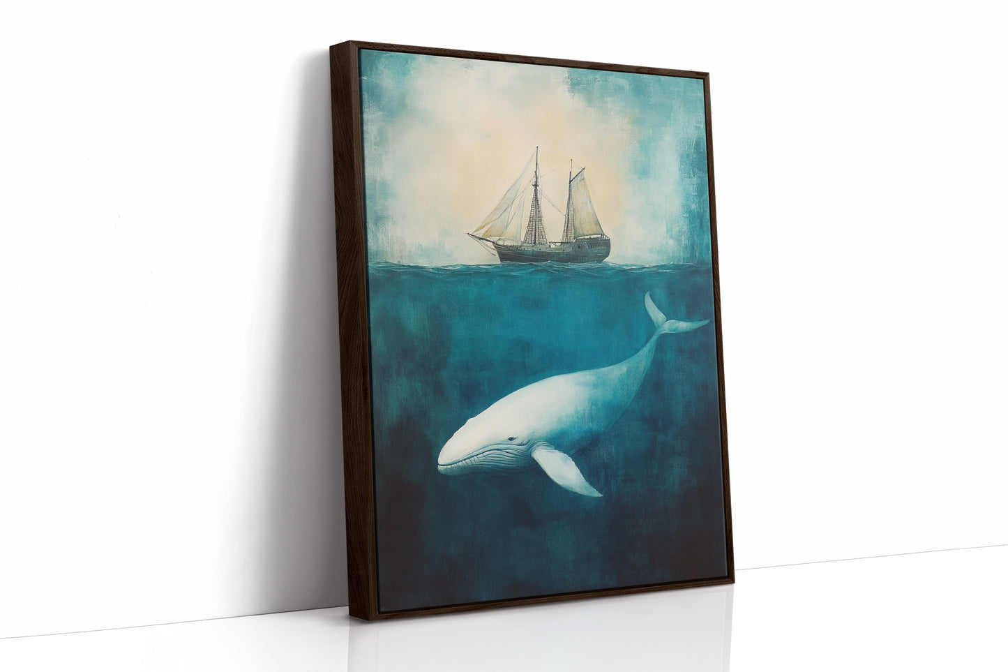 Deep Blue Silence and the Whale - Nautical Seascape Art