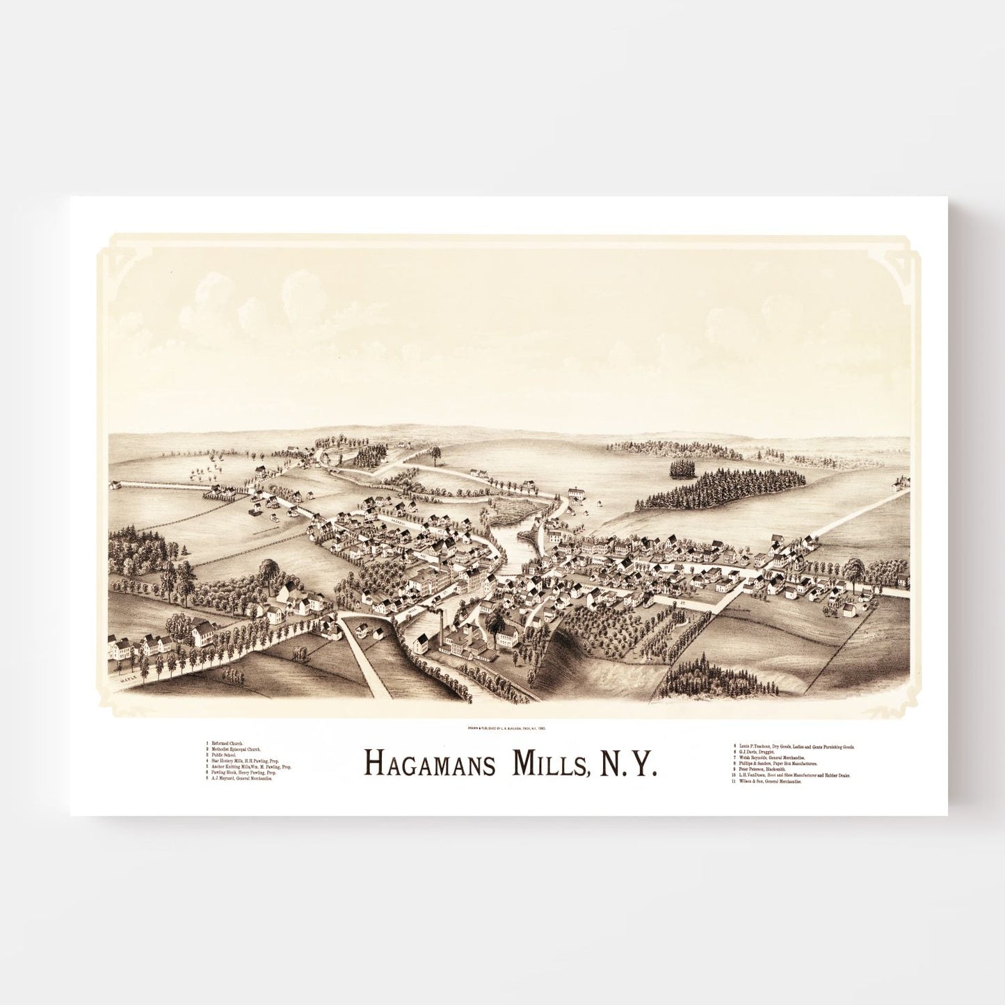 Vintage Map of Hagamans Mills, New York, 1890