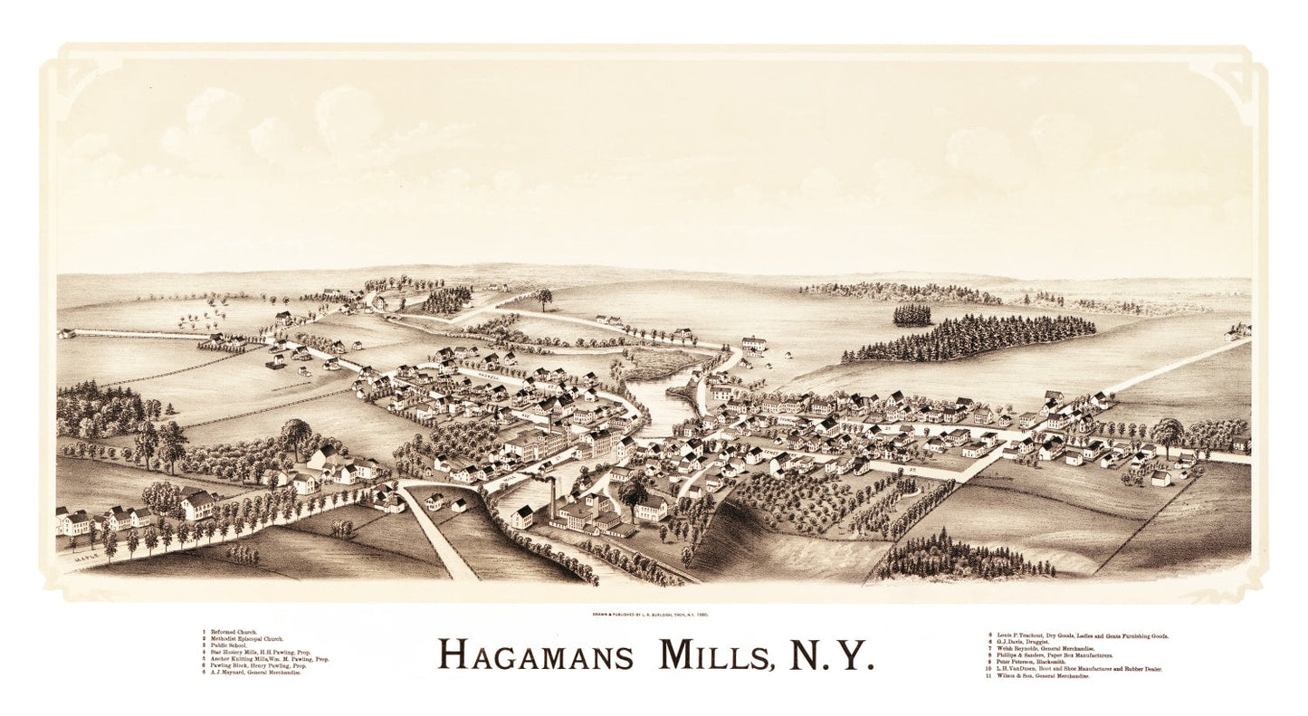 Vintage Map of Hagamans Mills, New York, 1890