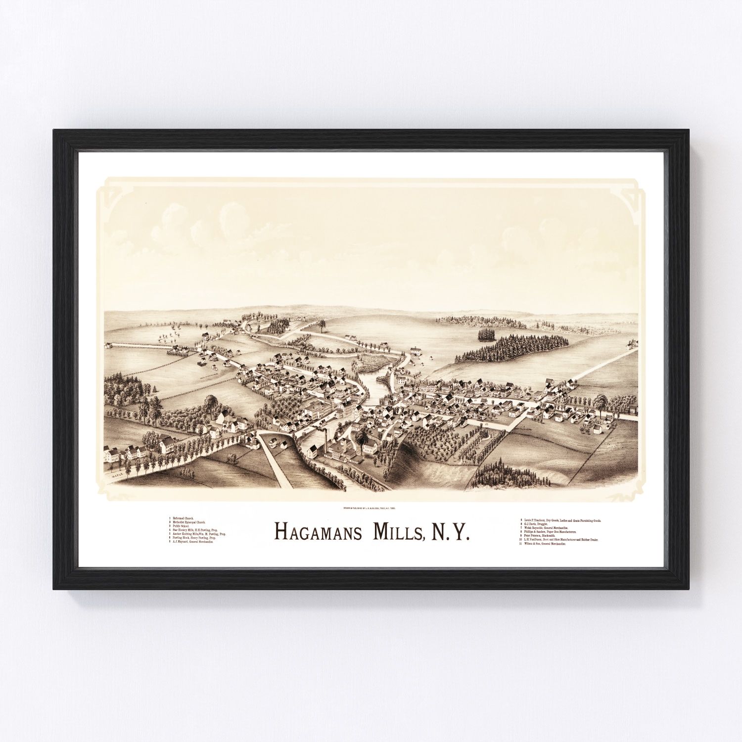 Vintage map of Hagamans Mills, New York, 1890