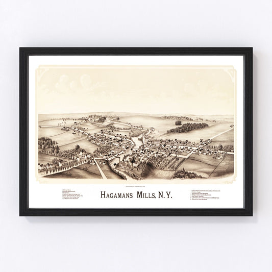 Vintage map of Hagamans Mills, New York, 1890