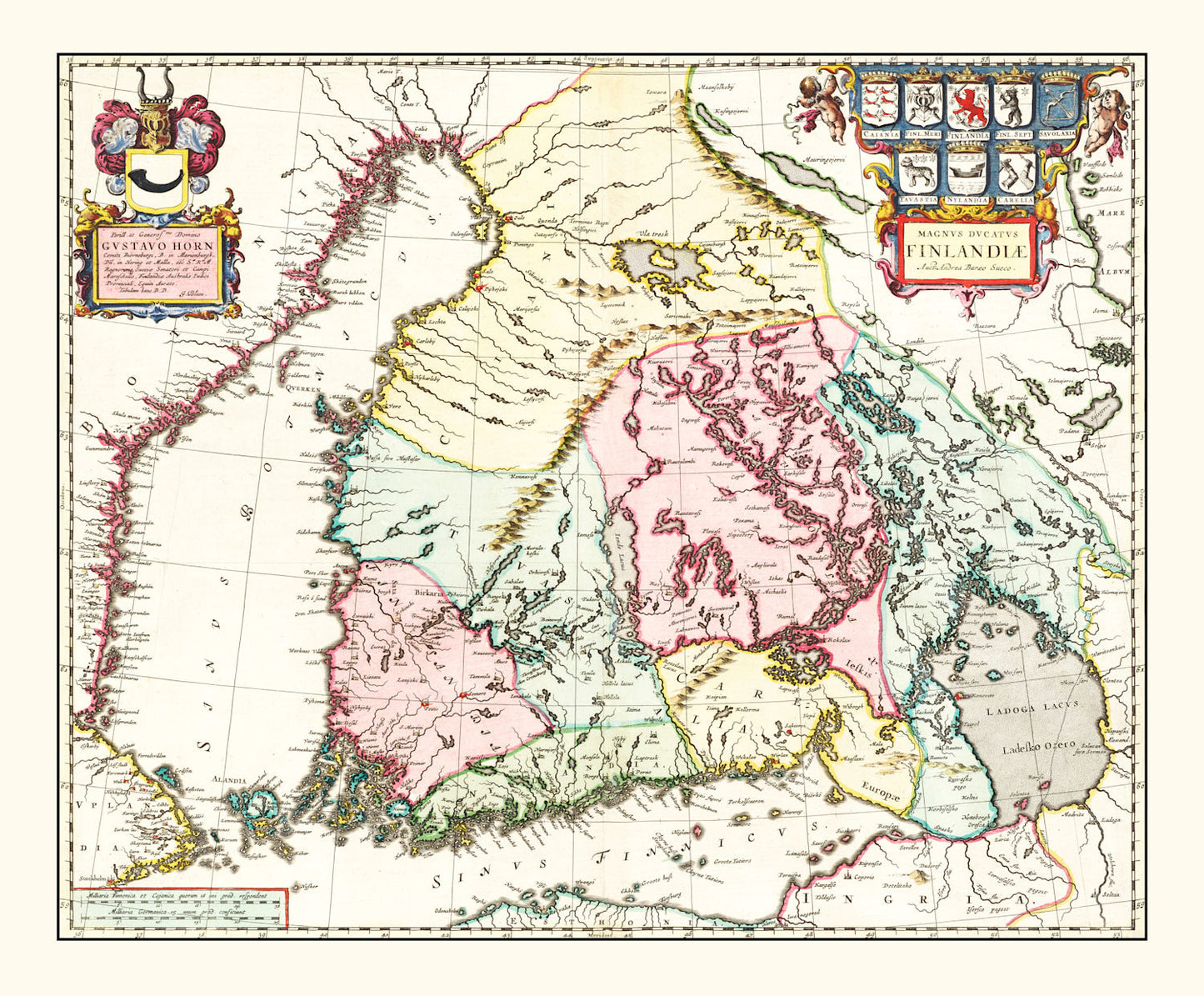 Vintage Map of Finland, 1665