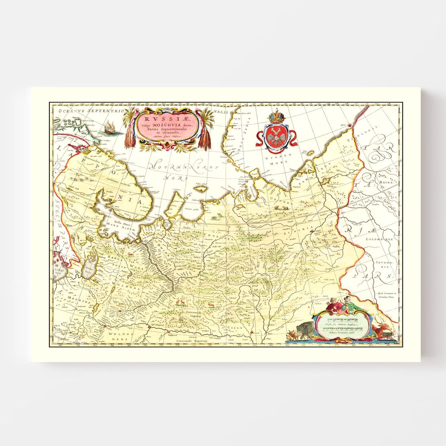 Vintage Map of Russia, 1665