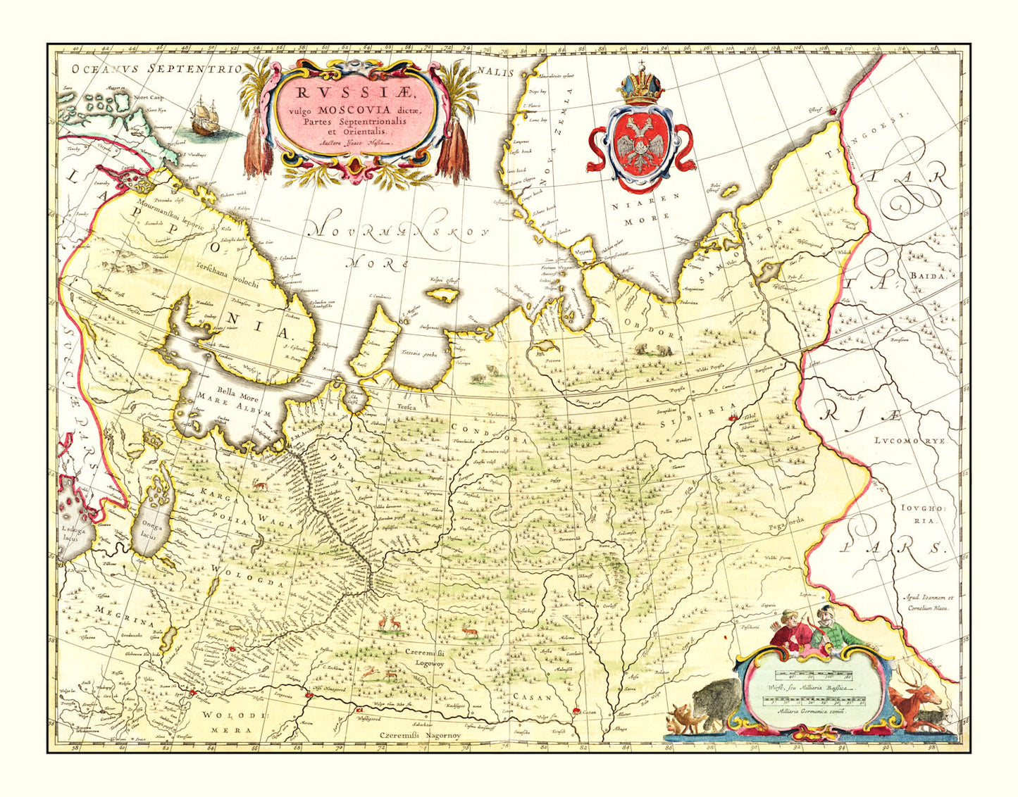 Vintage Map of Russia, 1665