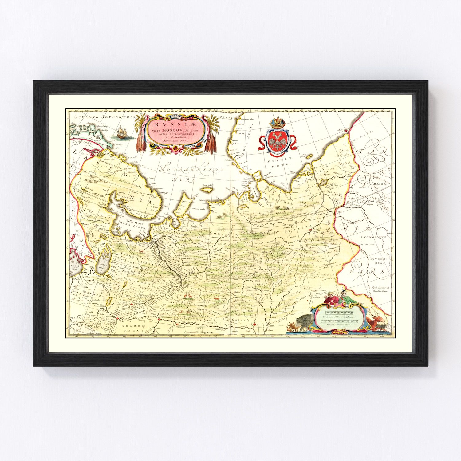 Vintage map of Russia, 1665