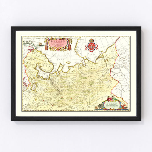 Vintage map of Russia, 1665