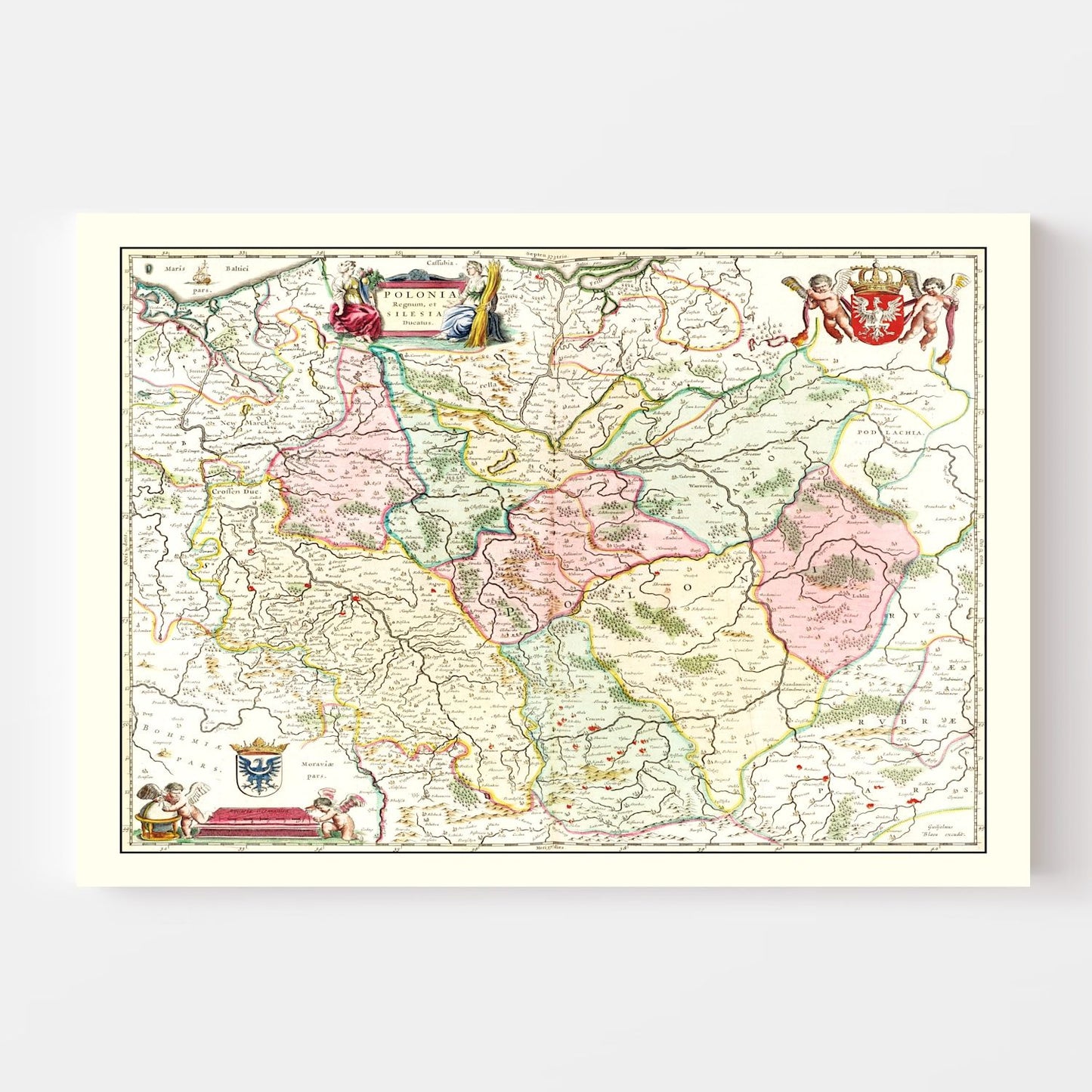 Vintage Map of Poland, 1665 (I)