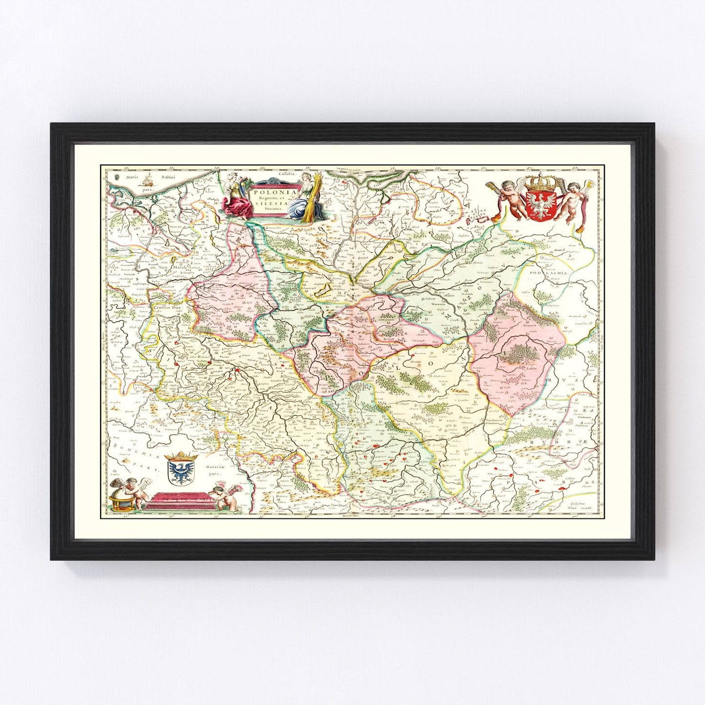 vintage map of Poland, 1665