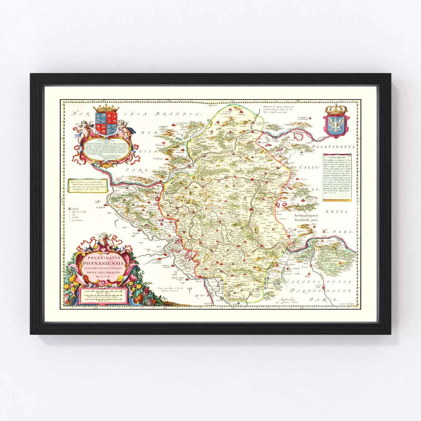 vintage map of Poland, 1665