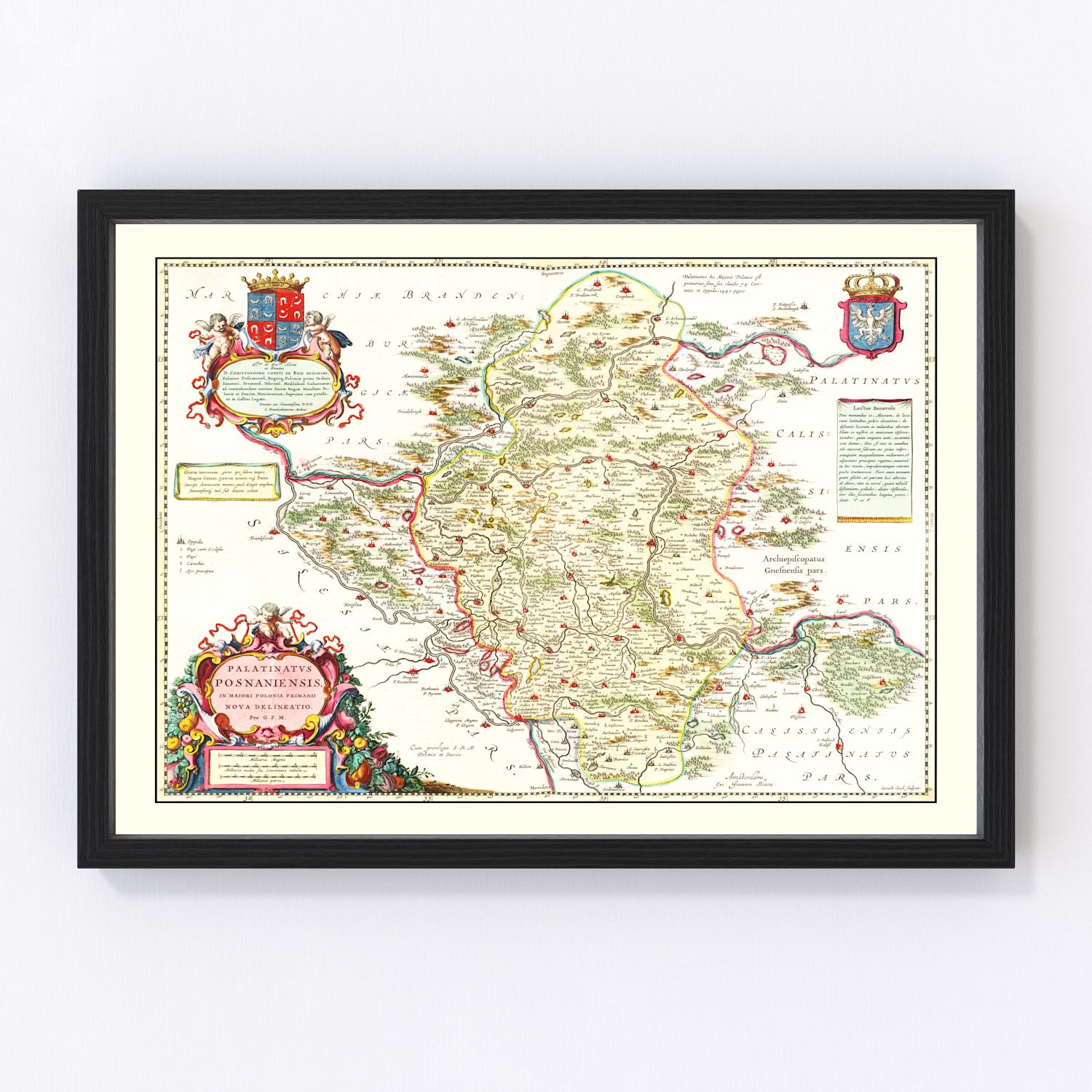 vintage map of Poland, 1665
