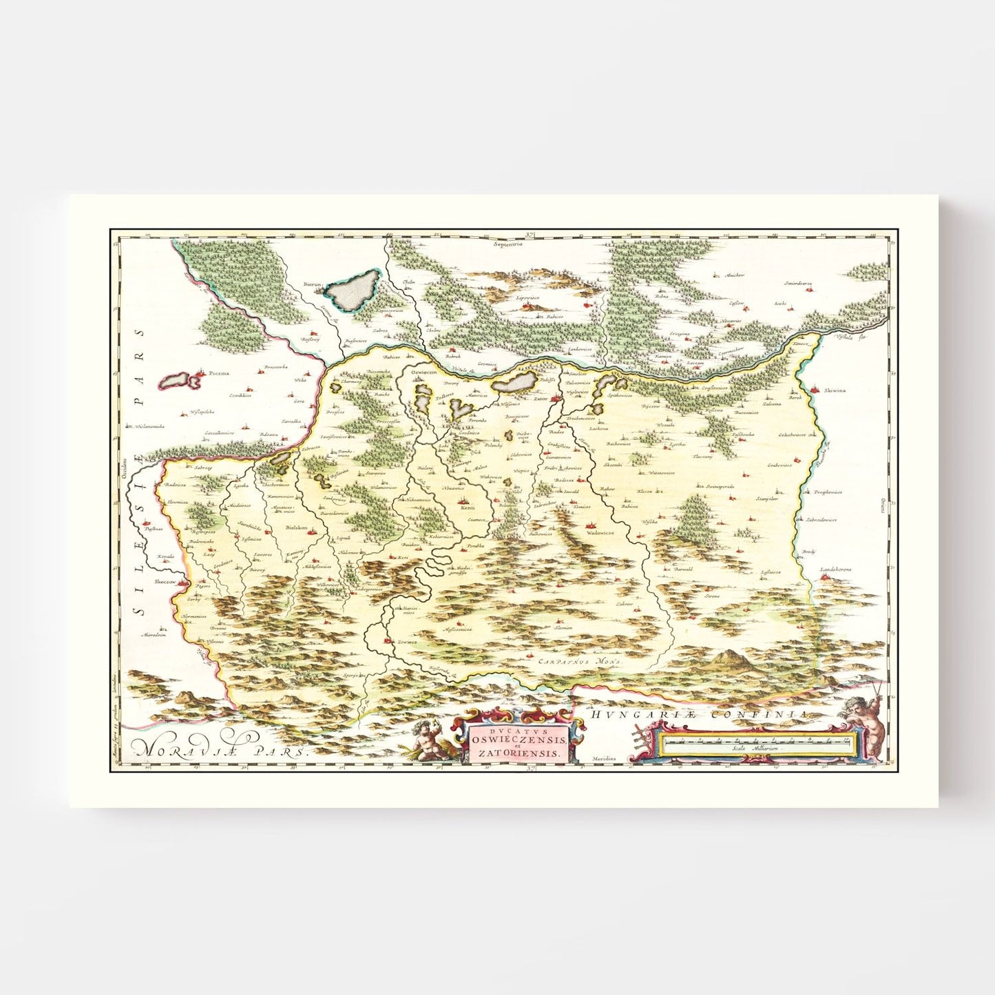 Vintage Map of Southwestern Poland, 1665
