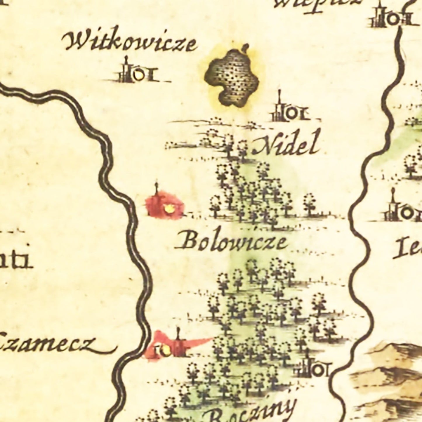 Vintage Map of Southwestern Poland, 1665