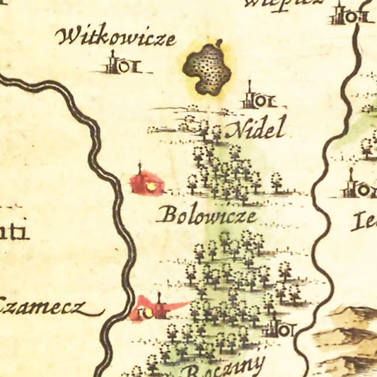 Vintage Map of Southwestern Poland, 1665