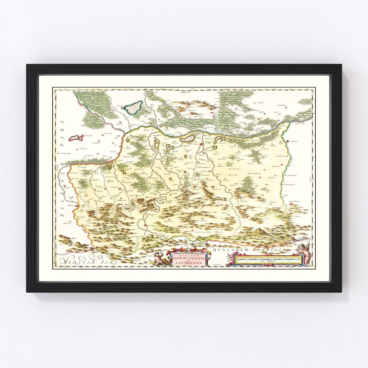 vintage map of southwestern Poland, 1665