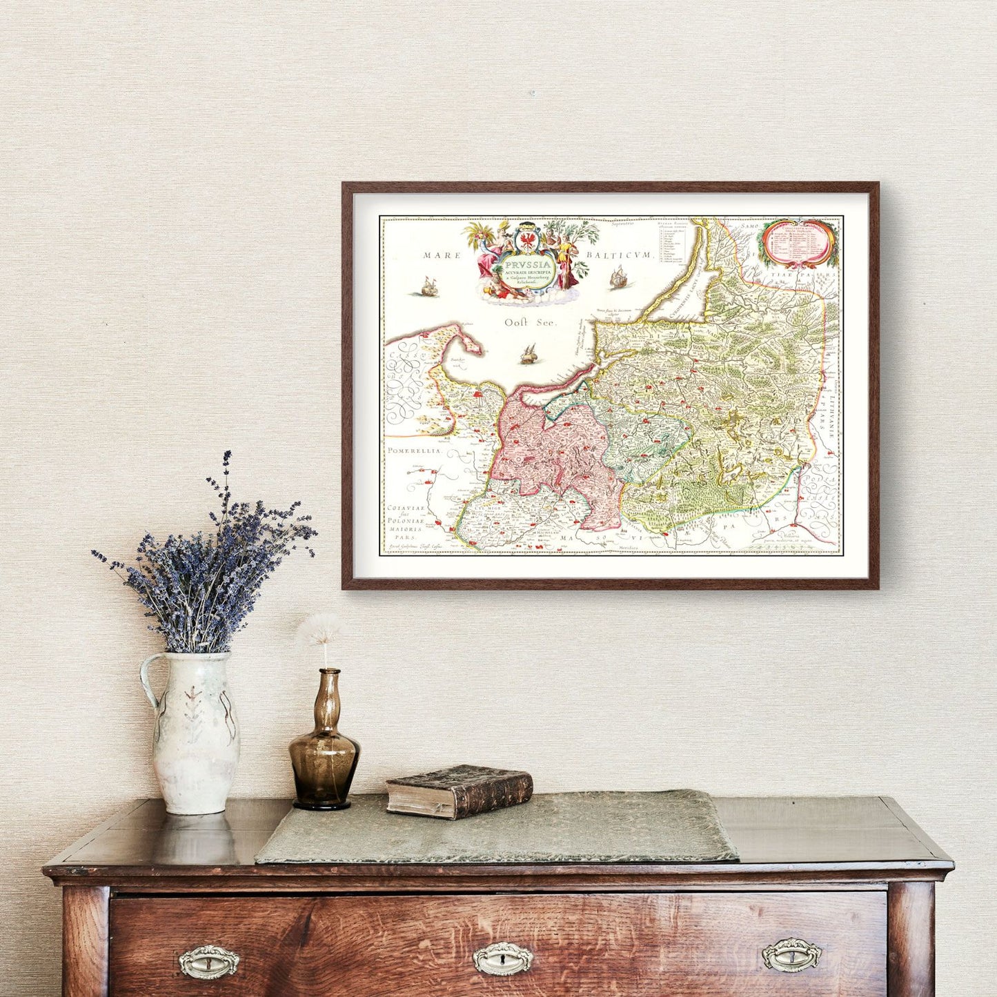 Vintage Map of Prussia, 1665