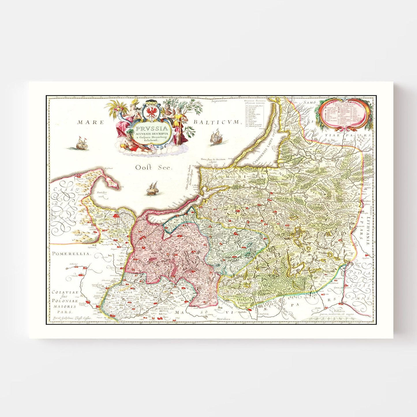 Vintage Map of Prussia, 1665