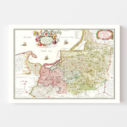 Vintage Map of Prussia, 1665