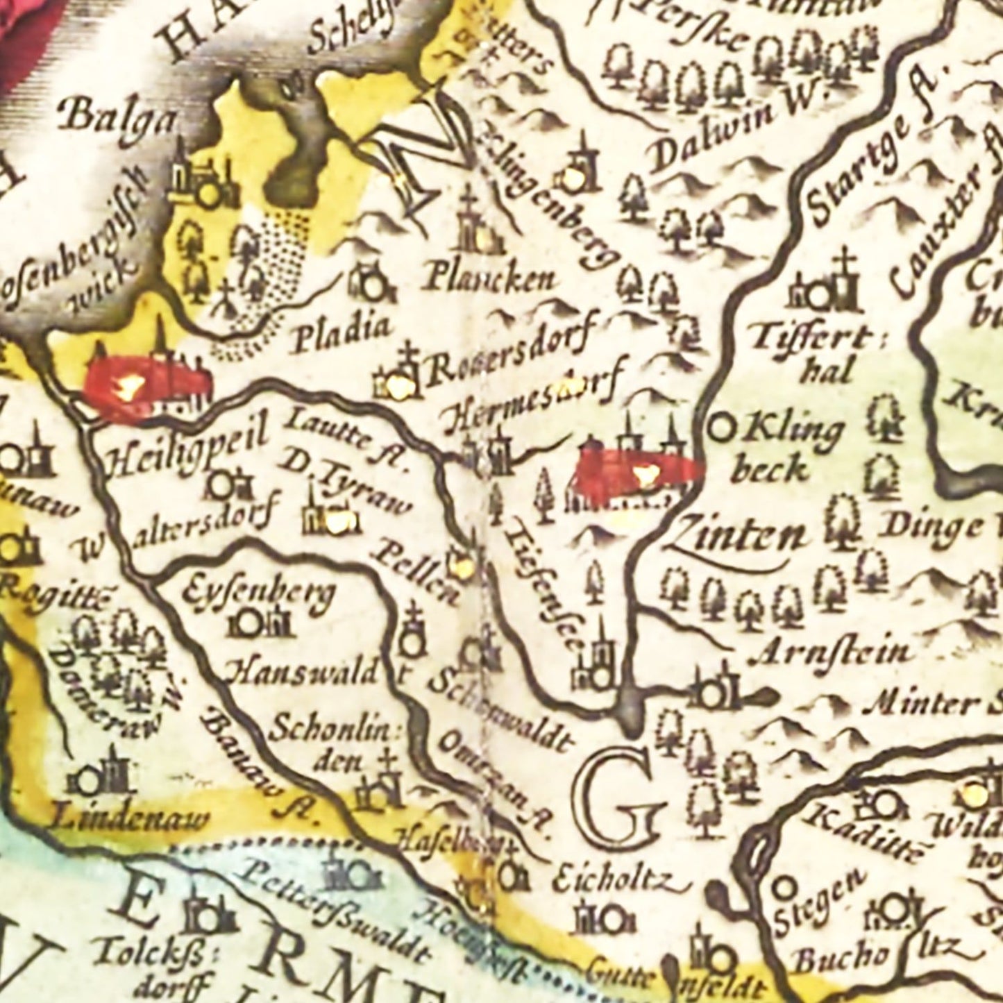 Vintage Map of Prussia, 1665
