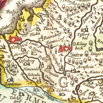 Vintage Map of Prussia, 1665