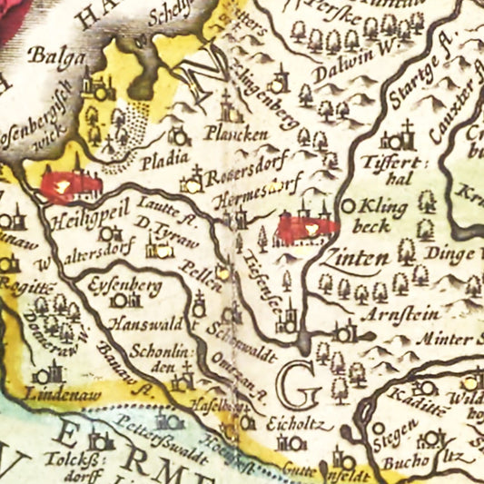 Vintage Map of Prussia, 1665