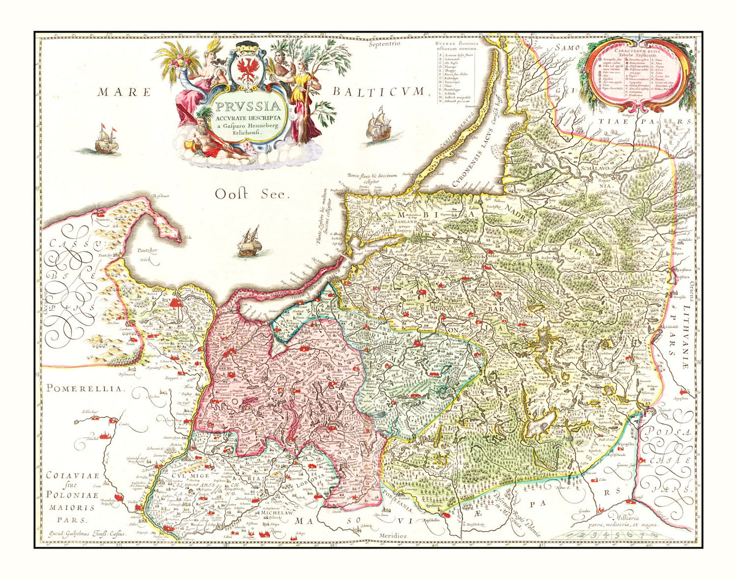 Vintage Map of Prussia, 1665