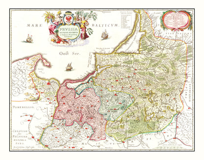 Vintage Map of Prussia, 1665