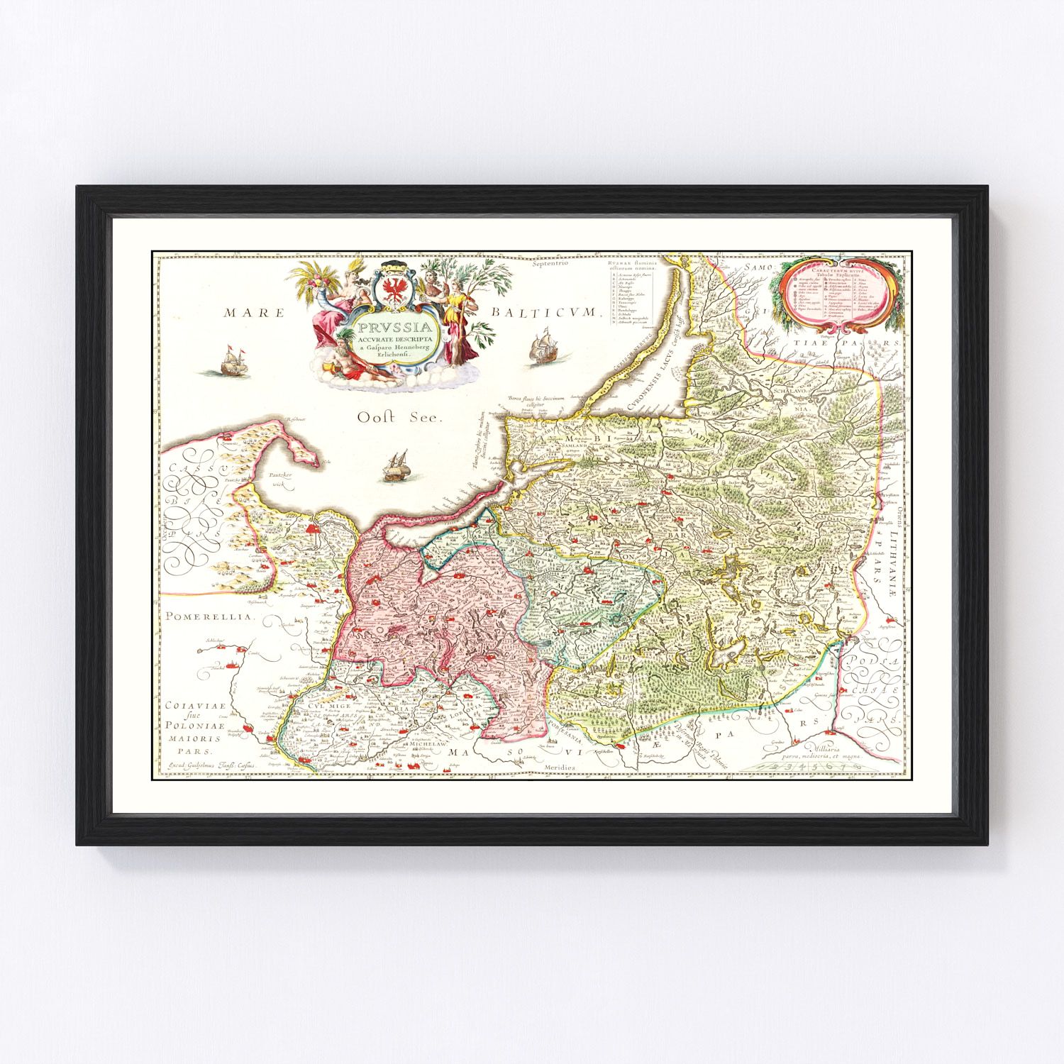 vintage map of Prussia, 1665