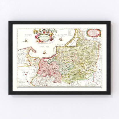 vintage map of Prussia, 1665