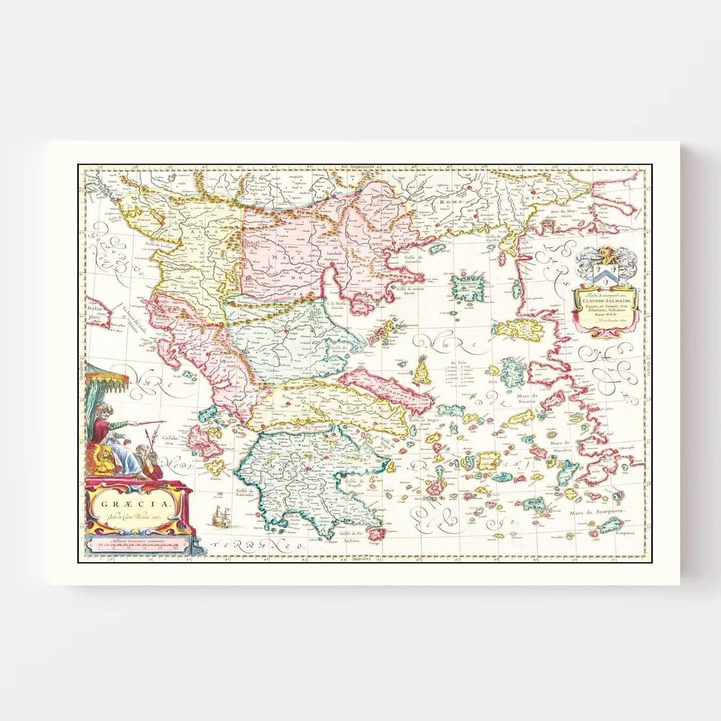 Vintage Map of Greece, 1665