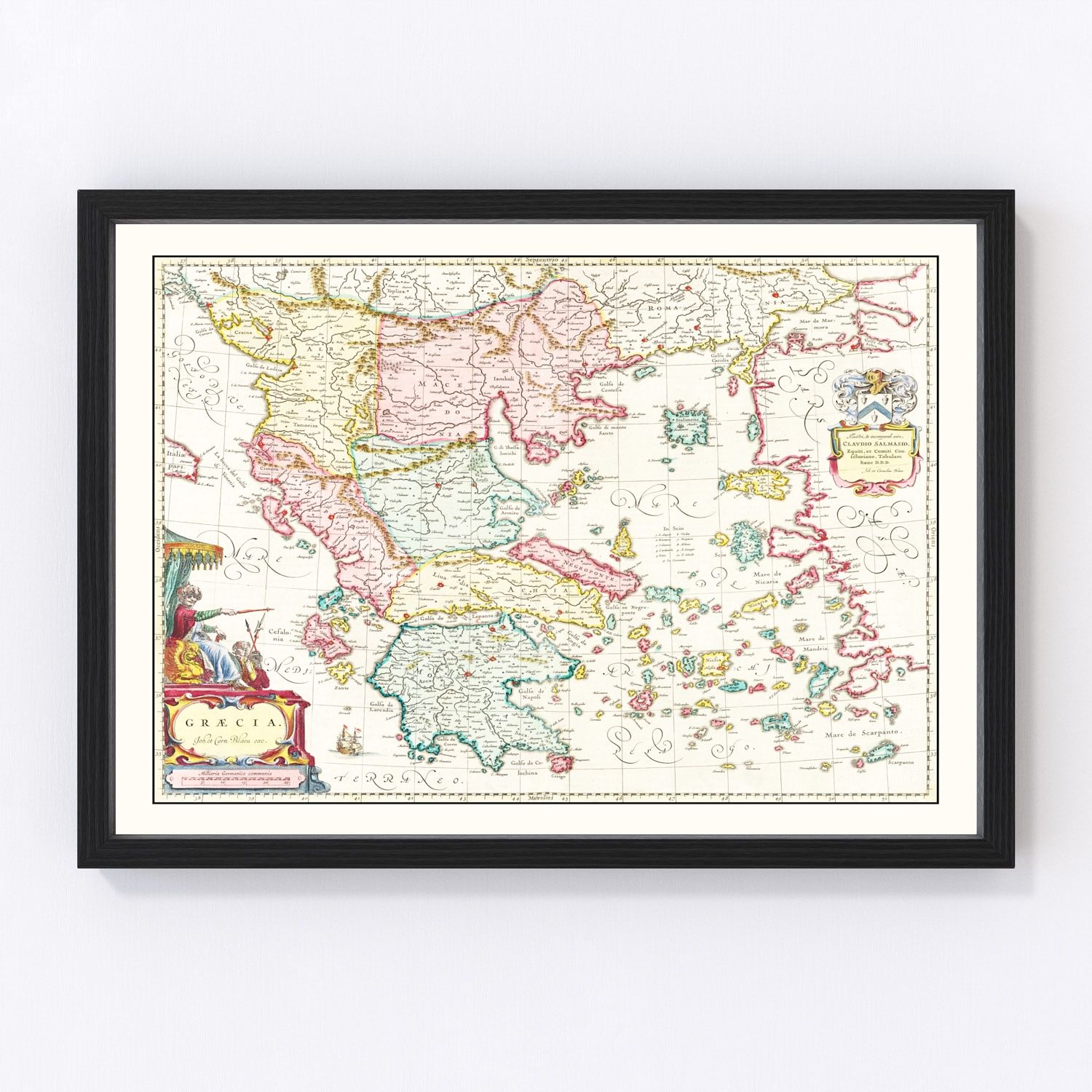 Vintage map of Greece, 1665