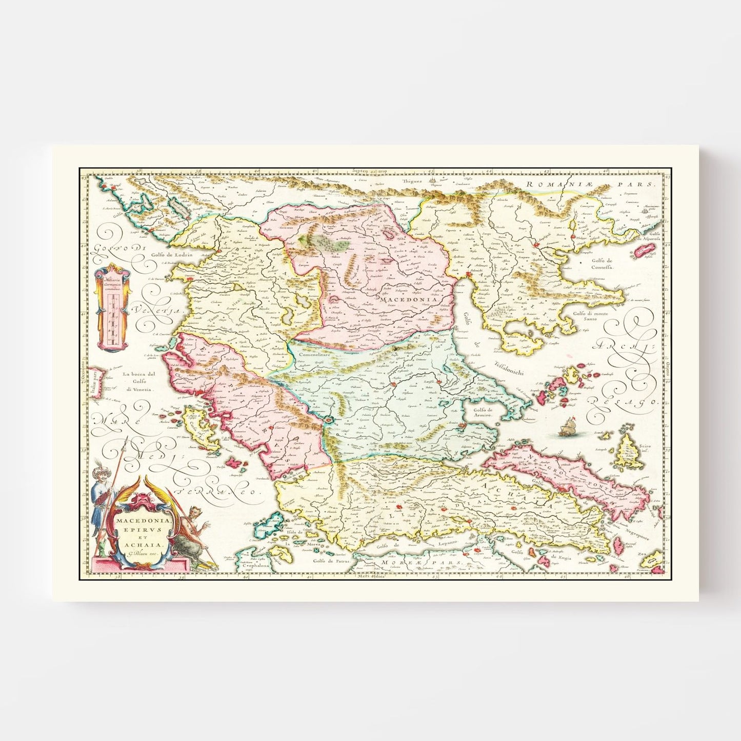 Vintage Map of Macedonia & Greece, 1665