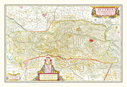 Vintage Map of Austria, 1665