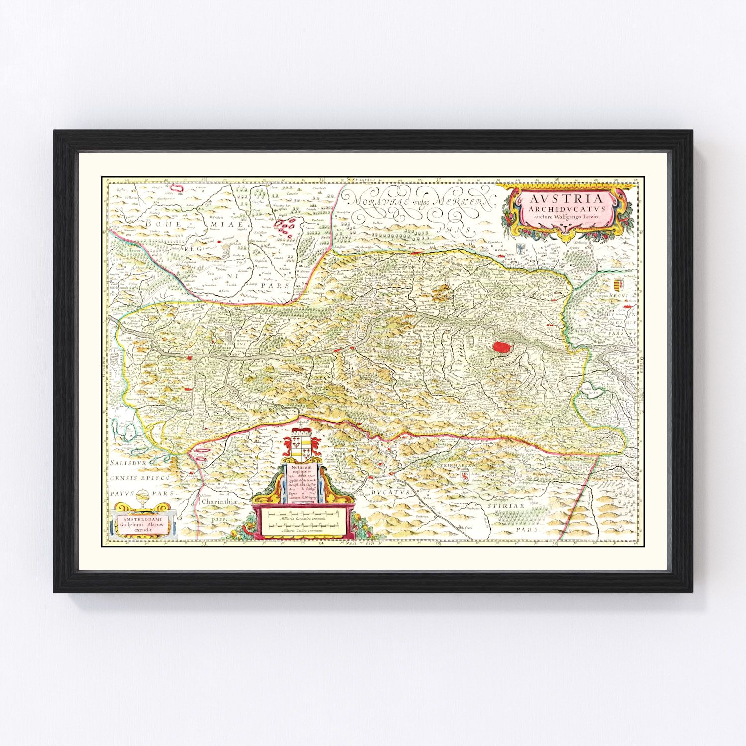 Vintage Baroque map of Austria, Habsburg lands, 1665