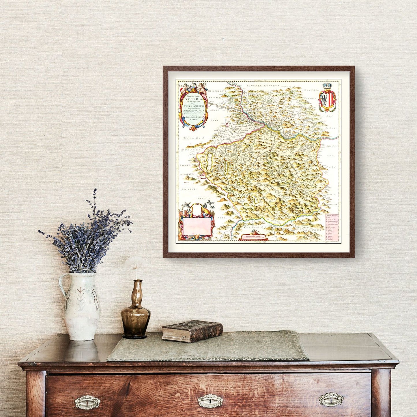 Vintage Map of Austria from Above, 1665