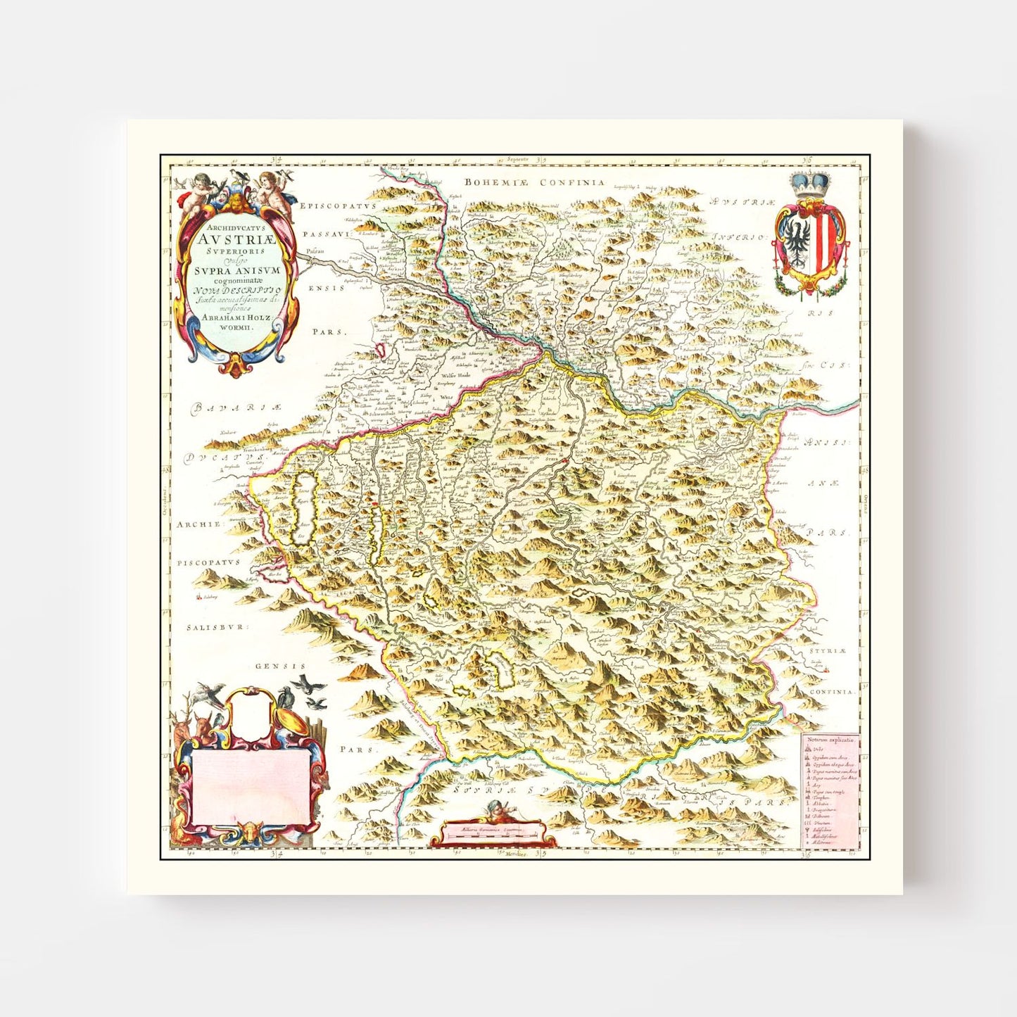 Vintage Map of Austria from Above, 1665