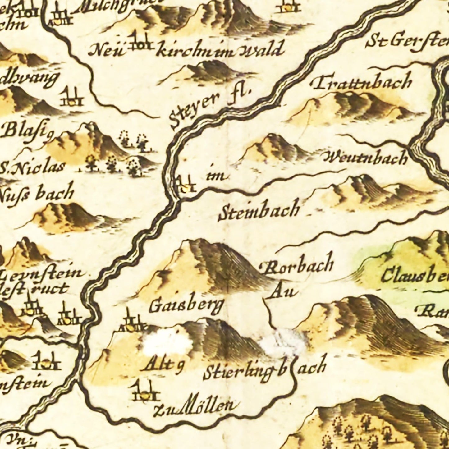 Vintage Map of Austria from Above, 1665