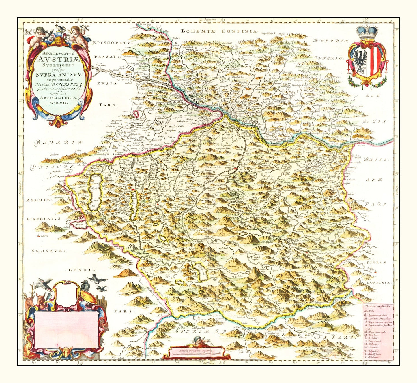 Vintage Map of Austria from Above, 1665