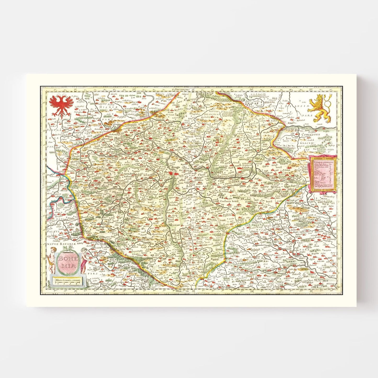 Vintage Map of Bohemia, 1665