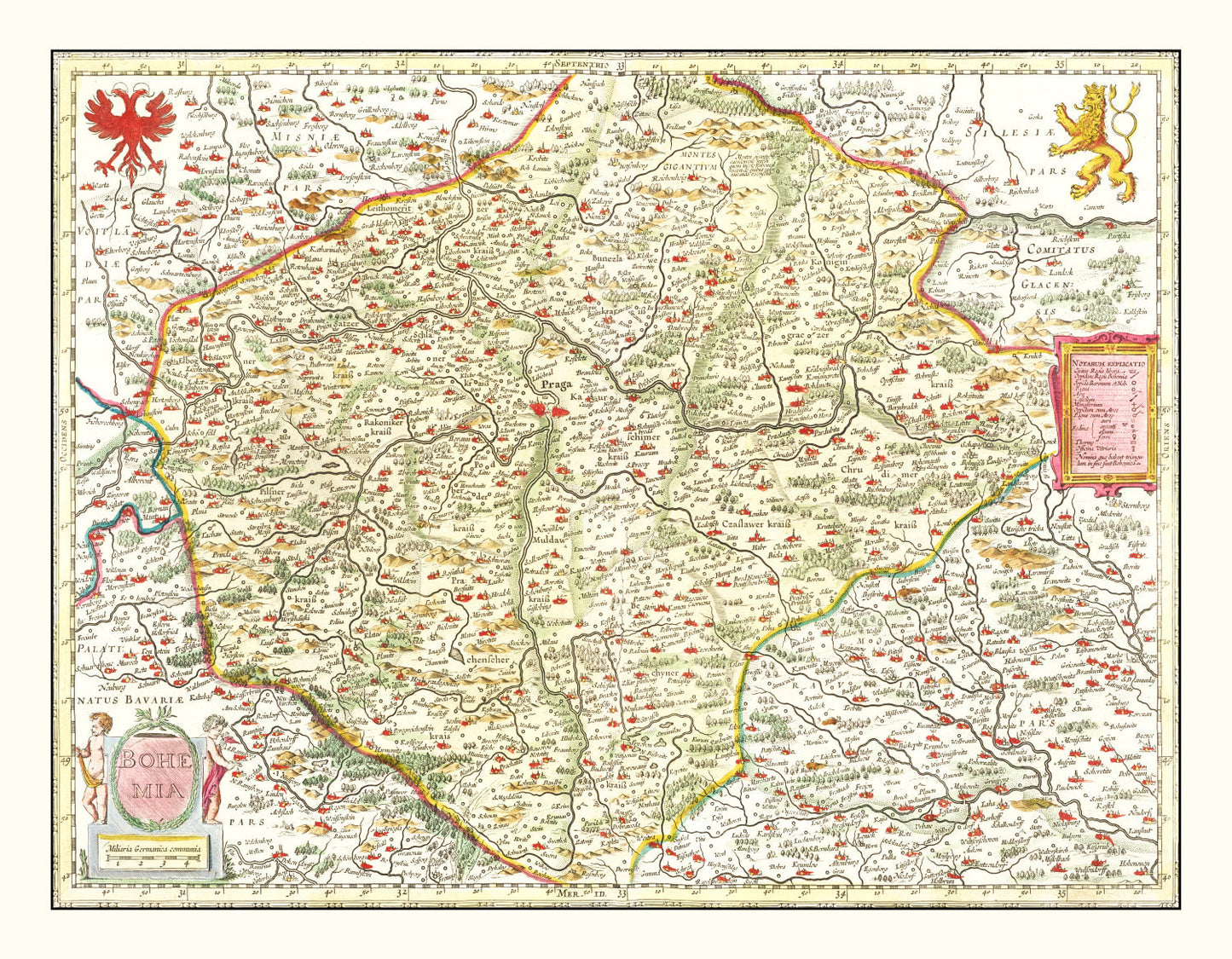 Vintage Map of Bohemia, 1665
