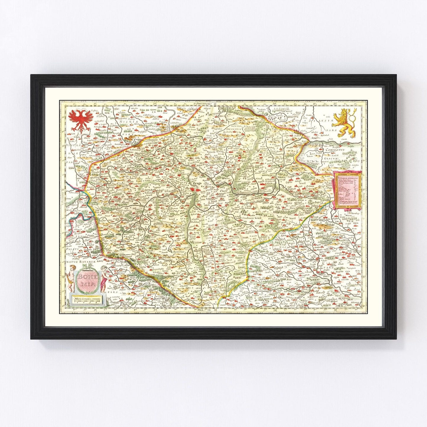vintage map of Bohemia, 1665
