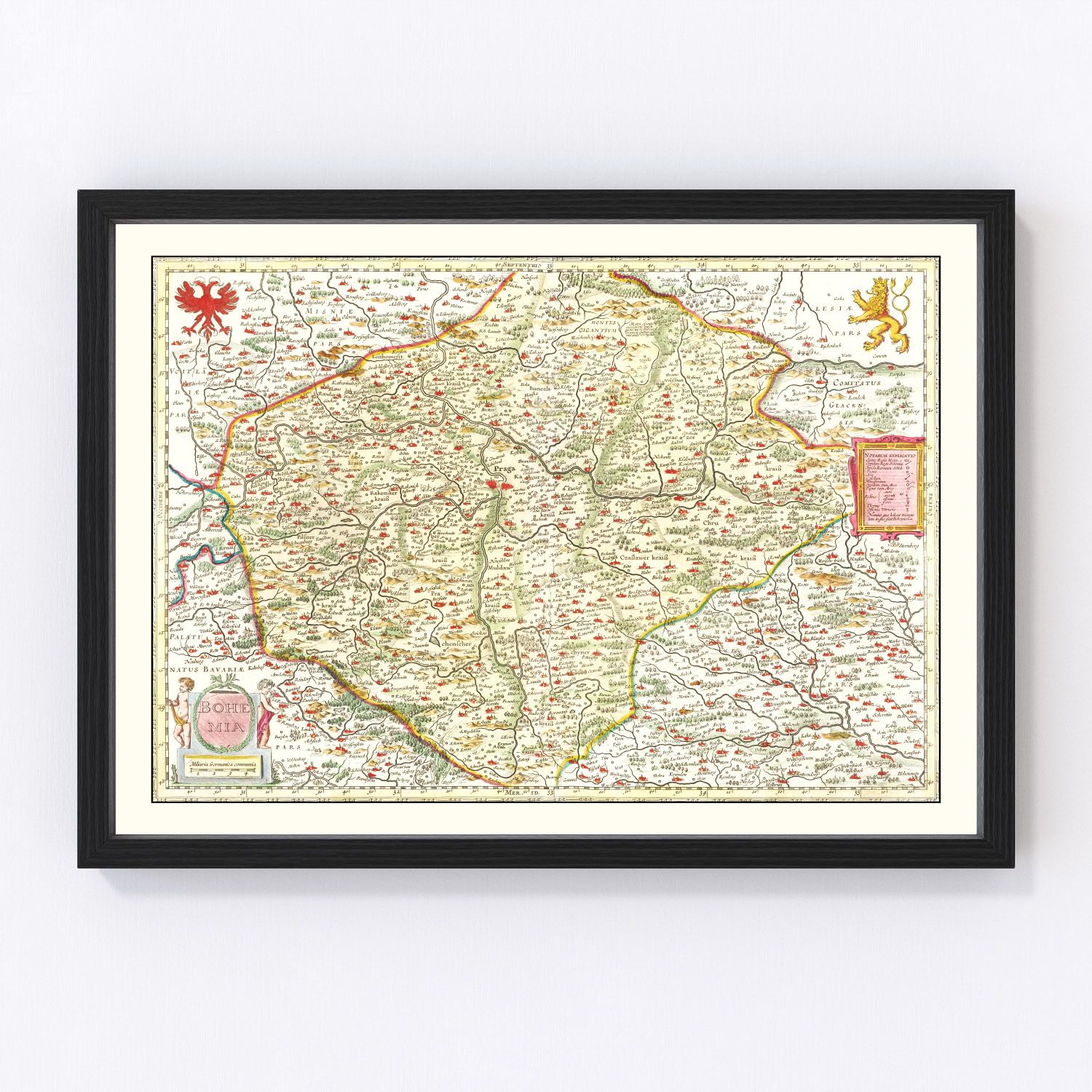 vintage map of Bohemia, 1665