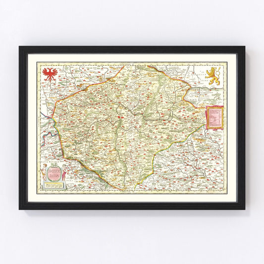 vintage map of Bohemia, 1665