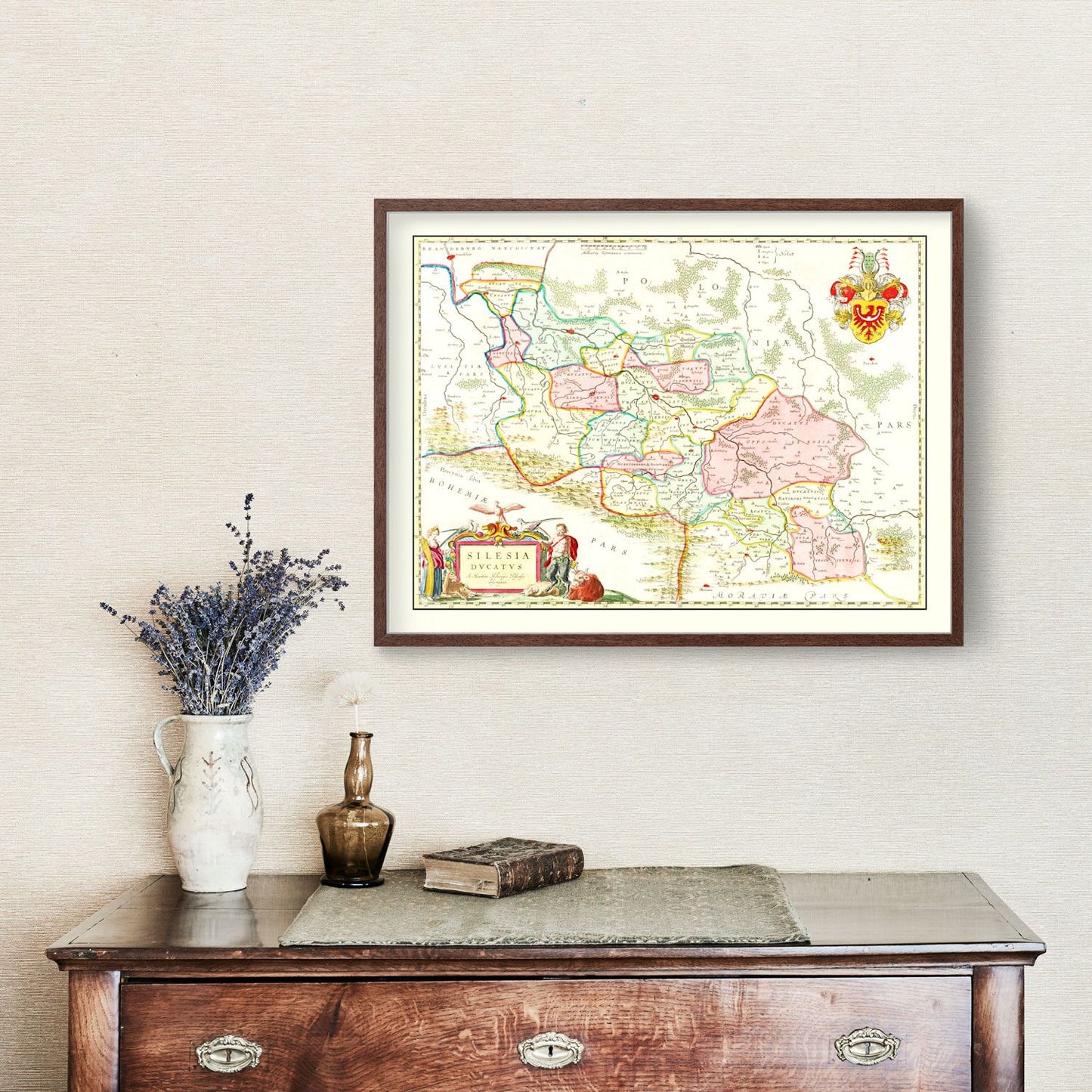 Vintage Map of Silesia, Germany, 1665