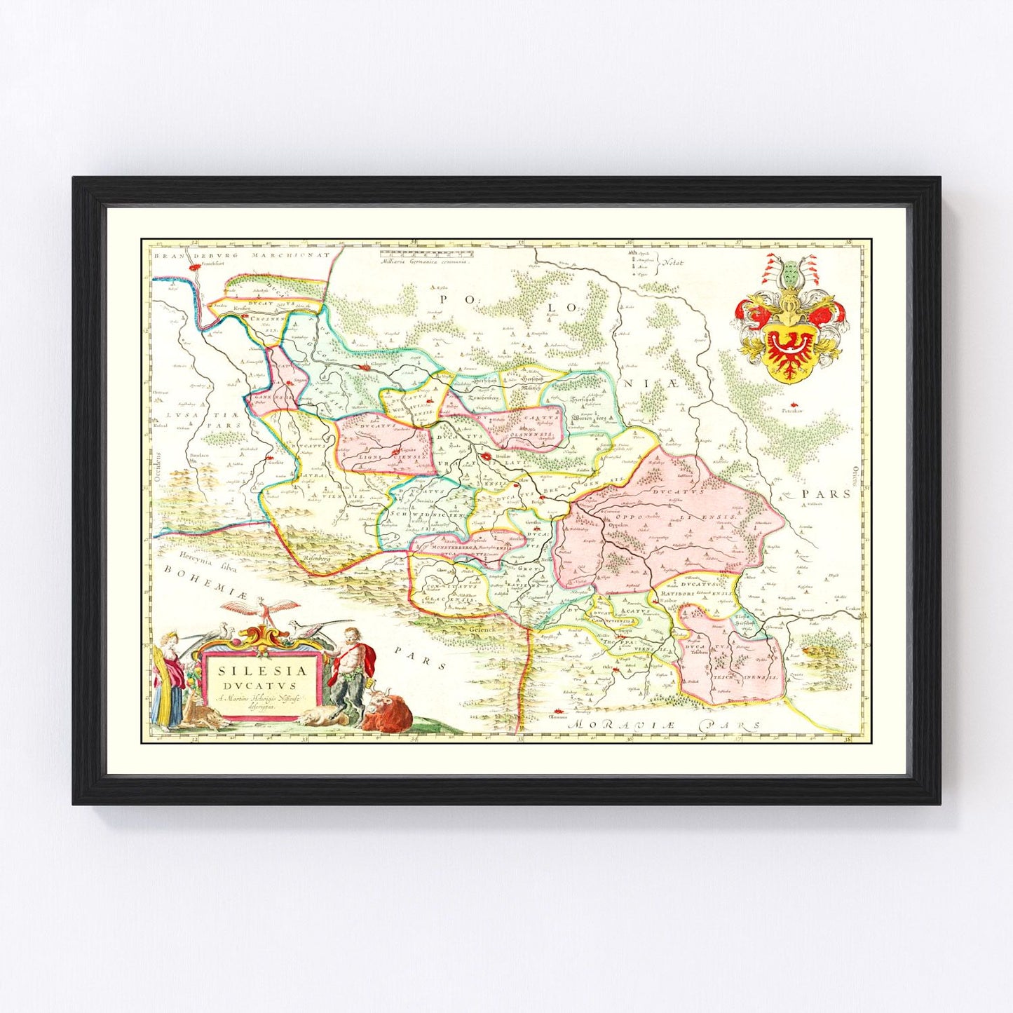 vintage map of Silesia, Germany, 1665